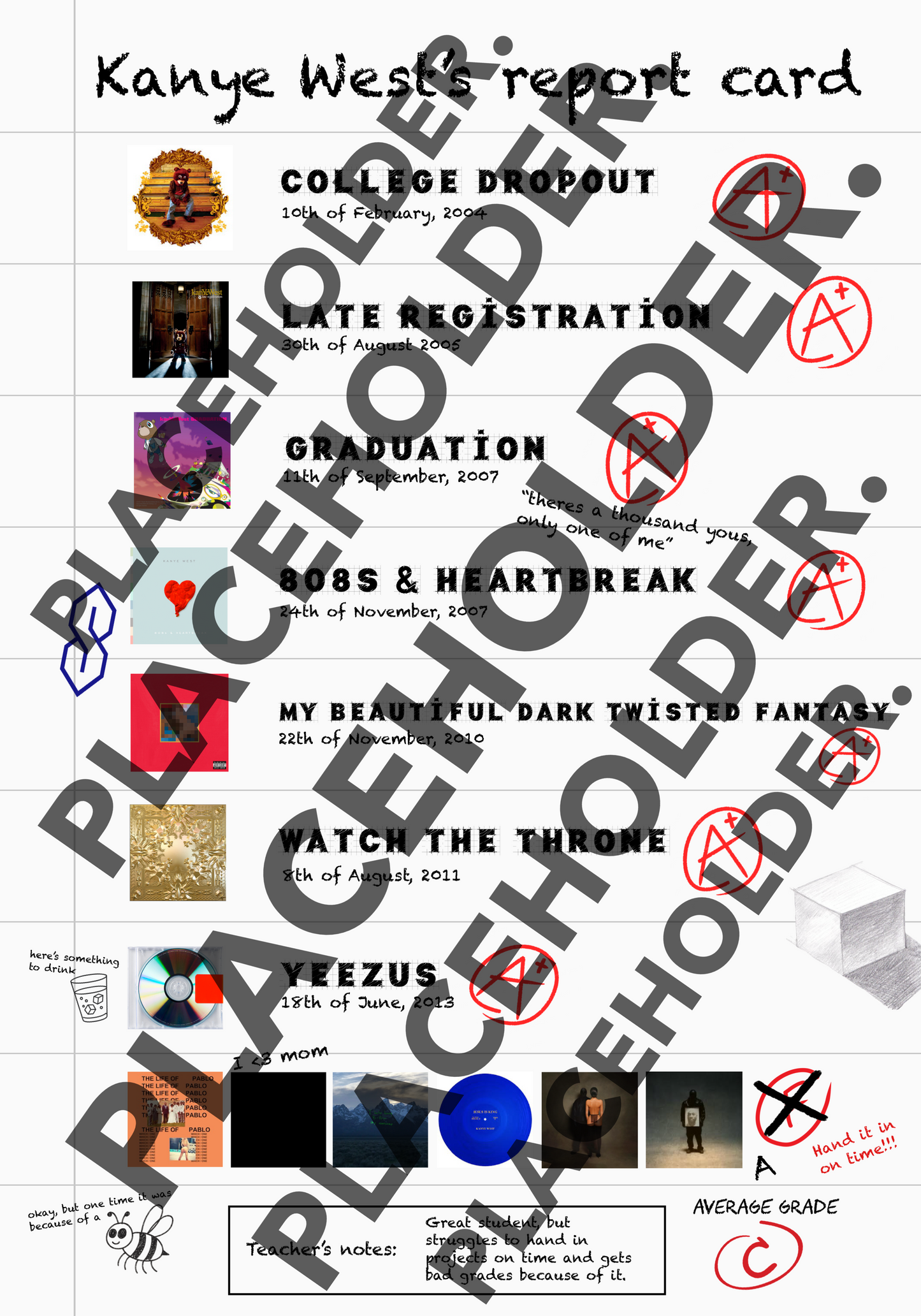 KANYE'S REPORT CARD - Kanye West | POSTER